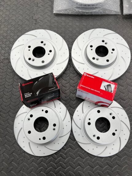 Mitsubishi Lancer Evo 7 Dimpled Grooved Brake Discs Brembo Pads Front & Rear